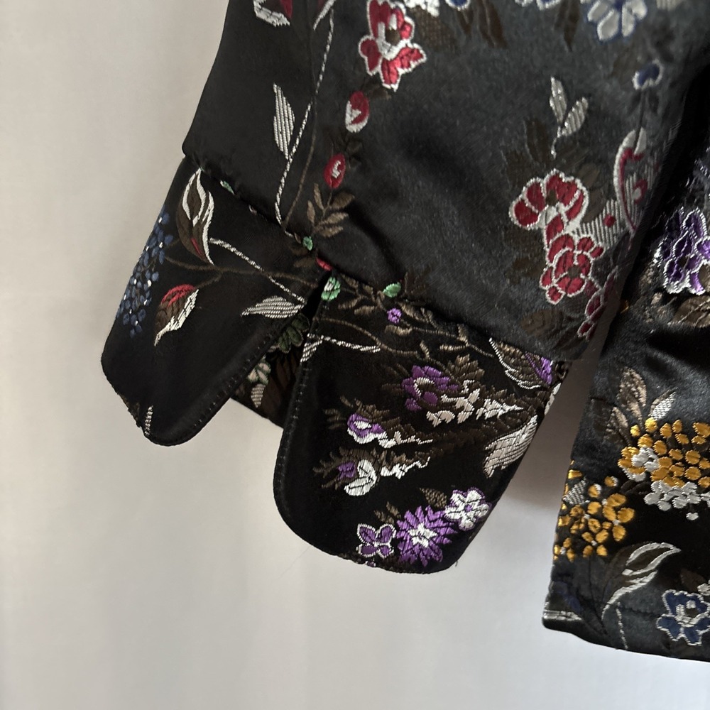 Vtg Yi Lin Women's Brocade Floral Blouse Sm‎ Mandarin Collar Button Up Oriental - Picture 7 of 9